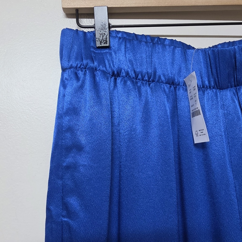 J. Crew Collection Astrid Wide-leg Pant in Luster Crepe Royal Blue NWT Size 6 - Picture 4 of 7